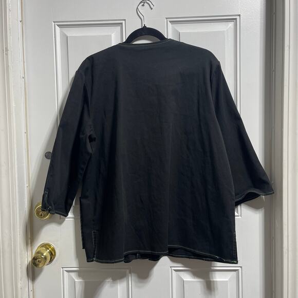 Bob Mackie Emboidered Cockatoo Florals Zip Jacket Artsy Women's Large - Picture 2 of 8